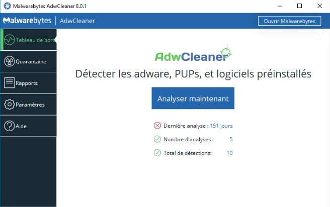 Interface Adw cleaner